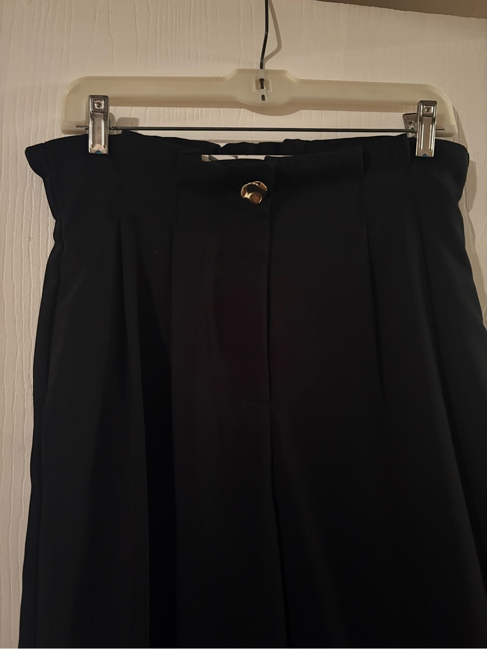 Zara Black High-Waist Trousers with Gold Button